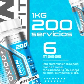 Óxido Nítrico + Clembu 1kg Pre Entreno Iron Fit 200 Servs