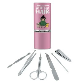 I Accessorize with Cat Hair Fur Stainless Steel Manicure Pedicure Grooming Beauty Care Travel Kit