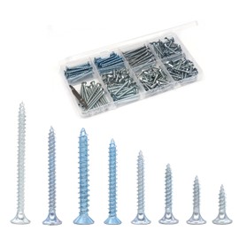 binifiMux Wood Screws Assortment Kit, Flat Head Screws Set for Wood Drywall, 210 Pcs PosiDriv Sheetrock Screws, 7 Sizes Assorted Screws (5/8",3/4",1",1-3/8",1-1/4",1-1/2",1-5/8"), with Organizer Box