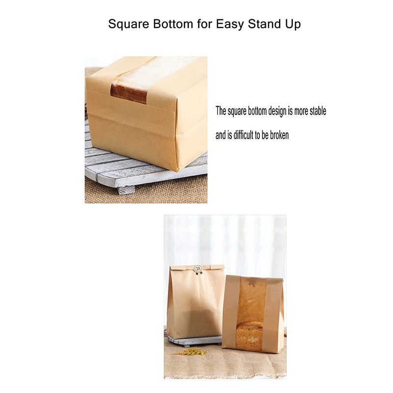 GM HOME 25 PCS Toast Paper Bag Kraft Bread Bag