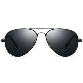 SUNGAIT Classic Pilot Sunglasses for Men Women Polarized UV400 Protection (Black Frame/Gray Lens)