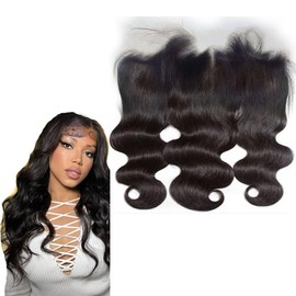 Nicewig Invisible SKINLIKE Lace 13x4 Lace Frontal Closure Body Wave Human Hair HD Lace Frontal Closure 14inch,New Upgrade Pre Plucked Natural Hairline with Baby Hair