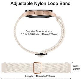 Elastic Strap for Garmin Forerunner 245/645/55 Music Watch Band for Women Men, 20mm Adjustable Soft Nylon Stretchy Band for Vivoactive 5/Vivomove LUXE/HR/Sport/Trend Starlight/Pink