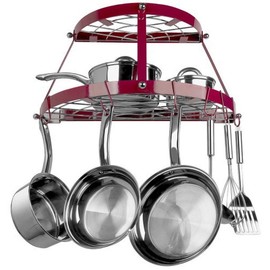 Range Kleen CW6003R, Red Enameled, 2 Shelf Wall Mounted Pot Rack