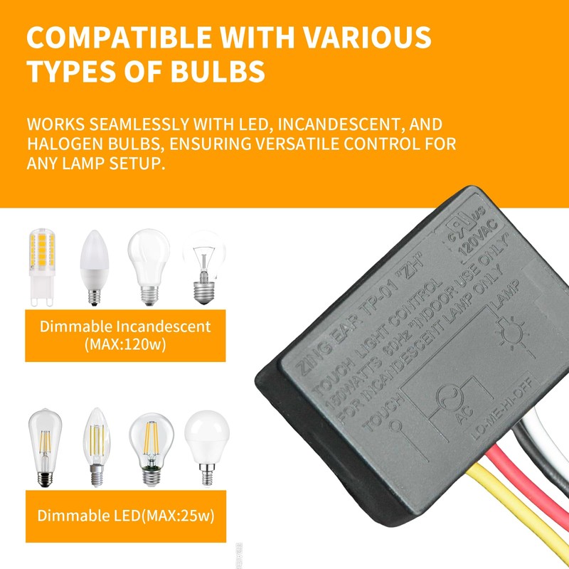 Txelegant Touch Lamp Switch, Touch Lamp Control Module for Dimmable