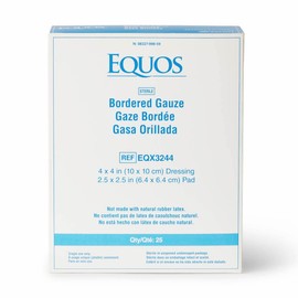 Medline Equos Sterile Bordered Gauze, Latex-Free, Ideal for Wound Care, 4" x 4", Pack of 25