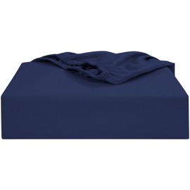 Soroor Bedding & Linen, Microfiber Double Fitted Sheet, Navy Deep Pocket 12 inch Bed Sheets, Super Soft Fabric & Elastic Hem Fitted Sheets | 135 x 190 x 30 cm Double Bed Sheet