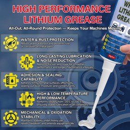SHIELDOM White Lithium Grease Multi-Purpose Grease Waterproof Lubricant for Hinges, Bearings, Gears, Track Rail, Ideal for Marine, Automotive, Industrial & Household 3oz/85g