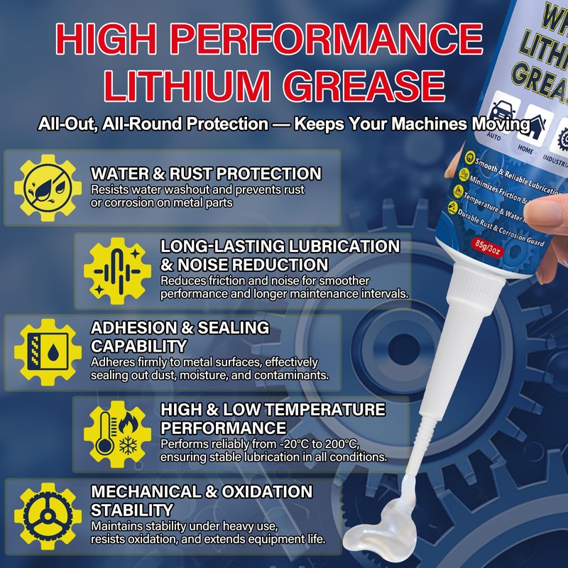 SHIELDOM White Lithium Grease Multi-Purpose Grease Waterproof Lubricant for Hinges,