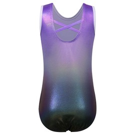 ZNYUNE Gymnastics Leotards for Girls Sleeveless Long Sleeve Gradient Dance Gymnastics Leotard 3-14 Years 324 Purple 16A