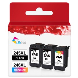 Ubinki 245XL 246XL Ink Cartridge (2 Black and 1 Color,3-Pack) Compatible for Canon Ink 245 and 246 XL combo to TR4500 MX490 MG2522 MX492 TR4520 TS3322 TR4522 TS3122 TS3300 MG2522 TS3320 TS3100 Printer