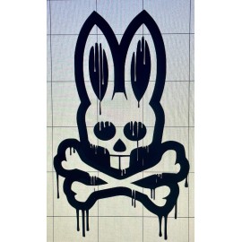 Avery Dennison Psycho Bunny Dripping Vinyl Decal (2) 5” tall x 3” wide Pick Black Or White