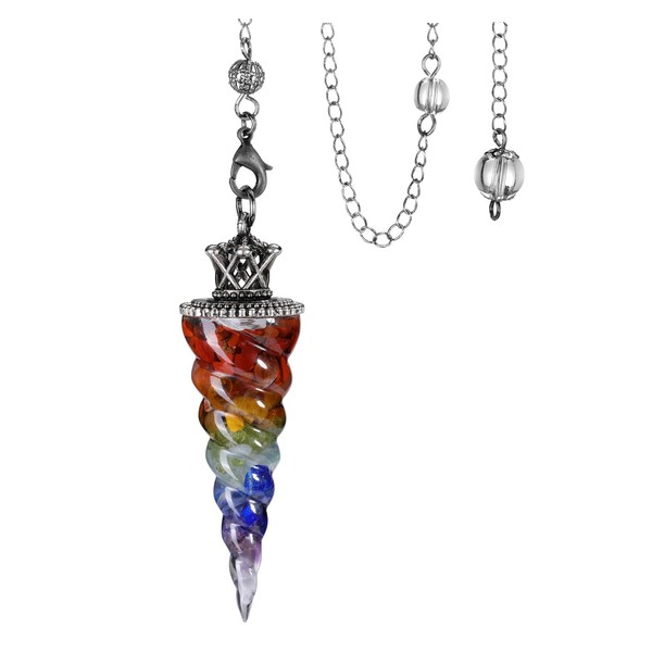 CrystalTears Chakra Crystal Pendulum for Divination Healing Crystal Spiritual Point Gemstone Resin Dowsing Pendulum Crystal for Witchcraft Reiki Healing Meditation