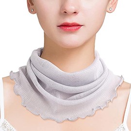 QinTian Silk Neck Warmer, Scarf, UV Protection, Goods, Neck Cover, UV Protection, UV Protection, For Women, Sunshade, Neck Warmer, Silk Gift, Birthday Gift, No.4 Gray