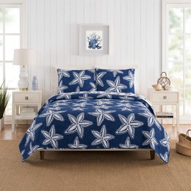 Makers Collective Kate NELLIGAN Quilt Set, King, Sea Star Navy