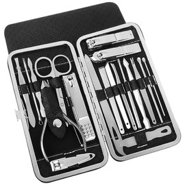 Nail Clippers Set 19 Pieces Stainless Steel Manicure Kit, Professional Grooming Kits, Nail Care Tools with Luxurious Travel Case