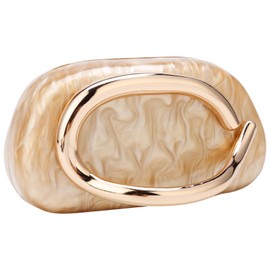 Gets Clutch Purses for Women Acrylic Handbag Trendy Metal Handle Evening Bag Classic Round Crossbody Bags for Party Wedding, Gold