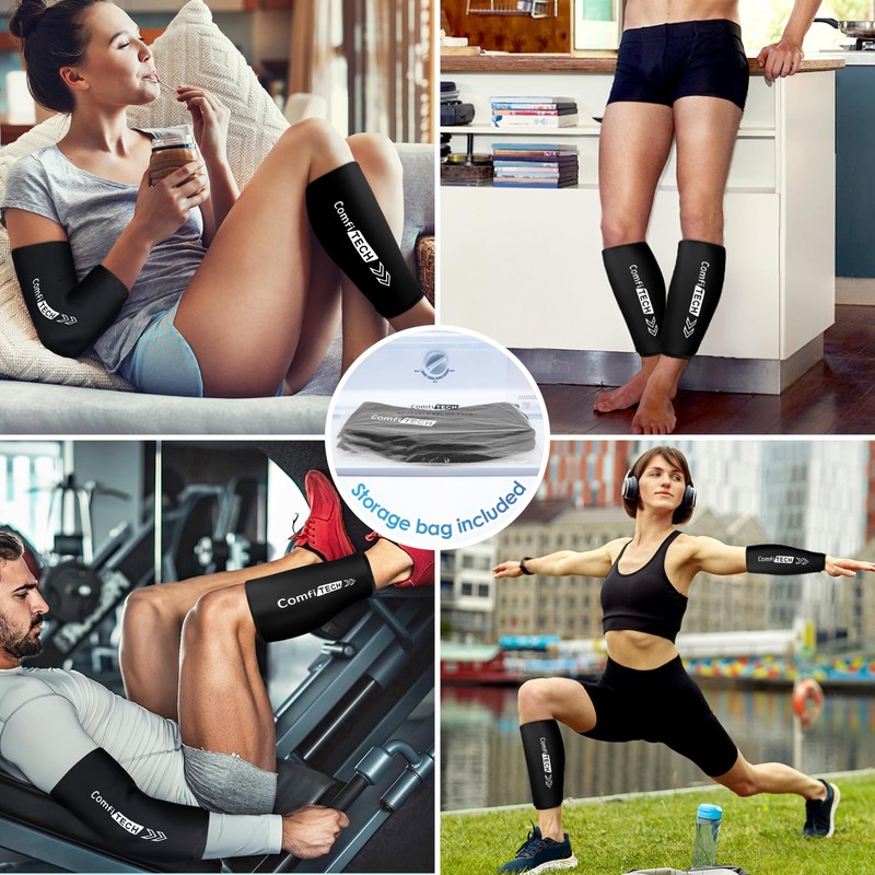 Comfitech Shin Splint Ice Pack Wrap 2 Pack, Reusable Leg