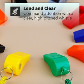 H&S Whistles 10pcs Referee Sports Whistle - Plastic Coach Whistle With Lanyard For Football - Referee Whistle Lanyard - Playground Whistle - Loudest Whistle - Coaching Whistle - Whistles Sports