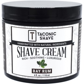 Taconic Shave, All Natural Shave Cream – Highly-Concentrated, Shaving Cream for Men – 4 oz. Moisturizing Shaving Cream Tub with Skin Soothing Ingredients – For All Skin Types - Classic Bay Rum