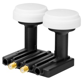 hb-digital Monoblock Twin LNB UHD MB 202 S LNC | for 2 Subscribers/Receivers Direct & 2 Satellites: Astra 19.2° Hotbird 13° Full HD TV 3D 4K Black + 4x Gold-Plated F-Connector + 2x Rubber Grommets