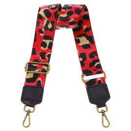 sourcing map Wide Shoulder Strap, 5cm Adjustable Purse Strap Replacement Crossbody Strap for Shoulder Bag Handbag, Red, Bronze Square Mouth Buckle