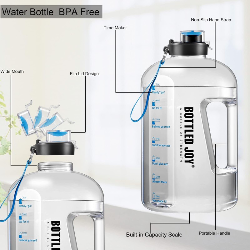 Ghonlzin Water Bottle, Sports Bottle with Time Marking Tracker, Bottle
