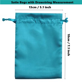 Gbateri 35 Pack 5 x 7 inches Satin Gift Bags with Drawstring, Party Favor Bags, Silk Jewelry Bags, Fabric Cloth Drawstring Pouch Bags,Christmas Gift Bags (Teal)