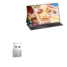 BoxWave Adapter Compatible with UPERFECT QLED Portable Monitor N156N01 (15.6 in) - USB-A to C PortChanger (5-Pack), Type-C OTG Convert Charging Data Adapter - Metallic Silver