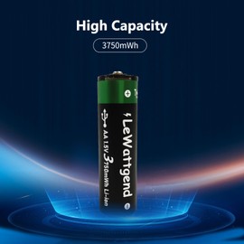 1.5V Rechargeable AA Lithium Batteries, 3750mWh Long Lasting AA Battery with 4-in-1 USB-C Cable Output, AA Batteries for Remote Control Toys Keyboards Wireless Mice(4 Pack)