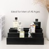 MoEnergy Wooden Cologne Organizer for Men, 4 Tier of Elevated