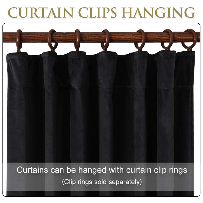 StangH Black Velvet Curtains 120 inches Long - Extra Long