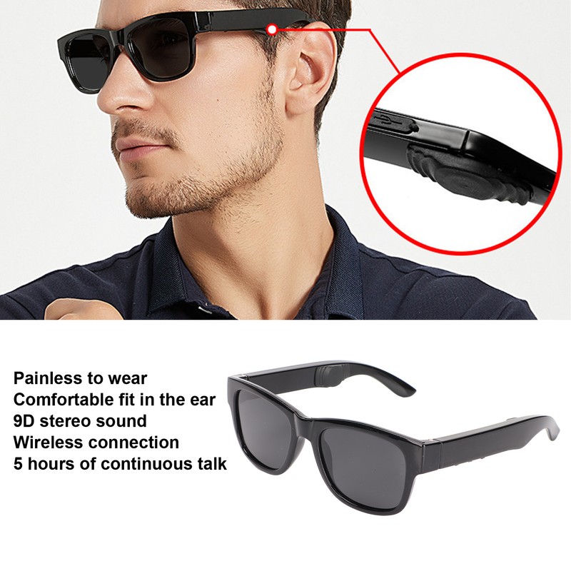 Smart Sunglasses Multifunctional Wireless Bluetooth Sunglasses for PC Laptop ComputerDark