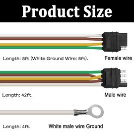 Seamaka 50ft 5 Wire 4Pin Trailer Wiring Harness,Extended Length Trailer Wiring Kit,4-Way Trailer Light Wire for Trailers RV Boat Marine