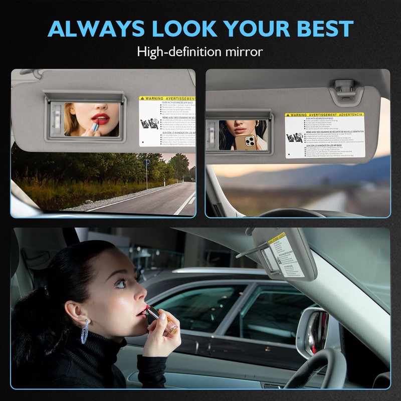 Sun Visor Driver & Passenger Side for 2014-2019 Toyota Highlander,