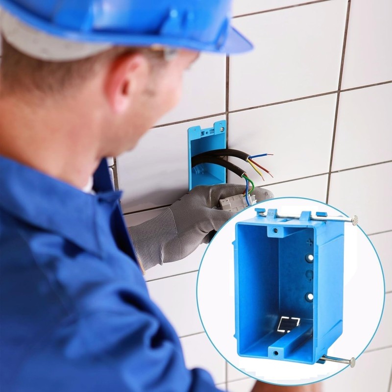 5-Pack-1-Gang PVC Electrical Outlet Box, 18 cu in Blue Switch