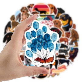 Dachshund Dog Stickers for Laptop (Pack of 50), Gift for Children, Teens, Adults, Boys, Cool Dog Stickers, Waterproof Vinyl Stickers for Scrapbooking, Skateboard, Car, Luggage