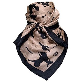 Wyoming Traders Cowboy Silhouette Wild Rag 100% Silk Scarf Bandana Multiple Colors (34.5" Large, Sandstone)