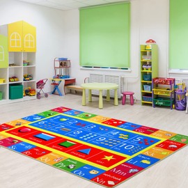 FairOnly Indoor Large Kids Rug 8x10, ABC Rug for Kids Room and Playroom, Plush Kids Play Rugs ABC Alphabet, Numbers and Shapes Educational & Learning ABC Kids Rugs Nursery Rug