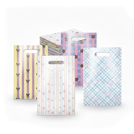 50 - Patterned Guifuto Bags, Pearl Illum Wrapping Bags, Birthday Party Favor Bags (Star and Ribbon Combination)