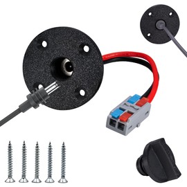 Lephchiryn RV DC Cable Panel Mount Compatible with Starlink mini, 5.5 x 2.1mm 2-Pole DC Female Socket，Waterproof Passthrough (Black) (Rotundity, Black 1pcs)