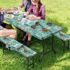 Wiryuouvt Horses Picnic Table Cover Elastic Crushed Flowers Picnic Table