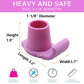 Magicorange Walker Glide Skis, 2 Pcs Universal Fit Walker ski Glides,Easy to Use Rubber Walker Glides,Walker Feet Replacement (Pink)