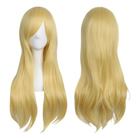 SWZY Blonde Wave Long Curly Wigs,Ladies Princess Girl Fancy Dress Wig Synthetic Hair, Women's Full Hair Natural Wavy Wigs With Bangs For Daily Wear Cosplay Masquerade