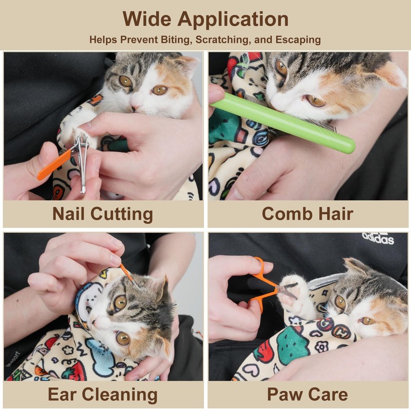 maiwoste 27.6" Large Cat Grooming Wrap – Anti-Escape Cat Wrap