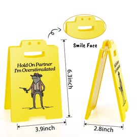 Hold On Partner I'm Overstimulated Humorous Desk Sign - Stress Relief Gifts for Colleagues, Funny Office Decor for Coworkers and Friends