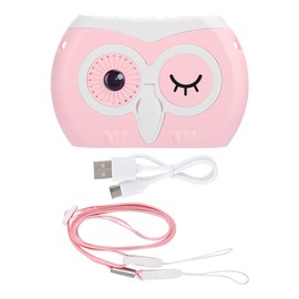 Hanging Neck Fan Exquisite Gifts Children Supplies 3-Speed Owl shape Pink with Lanyard