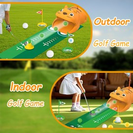 Mini Golf Set for Children, 21-Piece Outdoor Toy with 3 Retractable Golf Clubs, 8 Balls, Putting Mat, Mini Golf for Home, Indoor Outdoor Golf Case Toy for Boys and Girls (Orange)