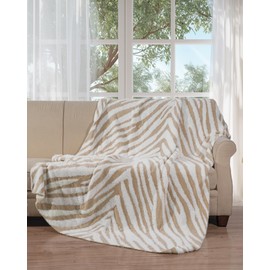 blunique Zebra Print Blanket, Super Soft Throw Blanket for Couch or Bed, Lightweight Cozy Stylish Home Decor, Giftable Fuzzy Blanket, Beige, 60x80 inches