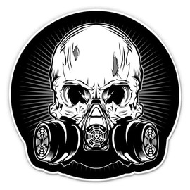 Biohazard Skull Mask - 3" Vinyl Sticker - for Car Laptop Water Bottle Phone - Waterproof Decal